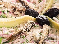 Рецепта Средиземноморска салата с маруля, авокадо и шпроти или аншоа